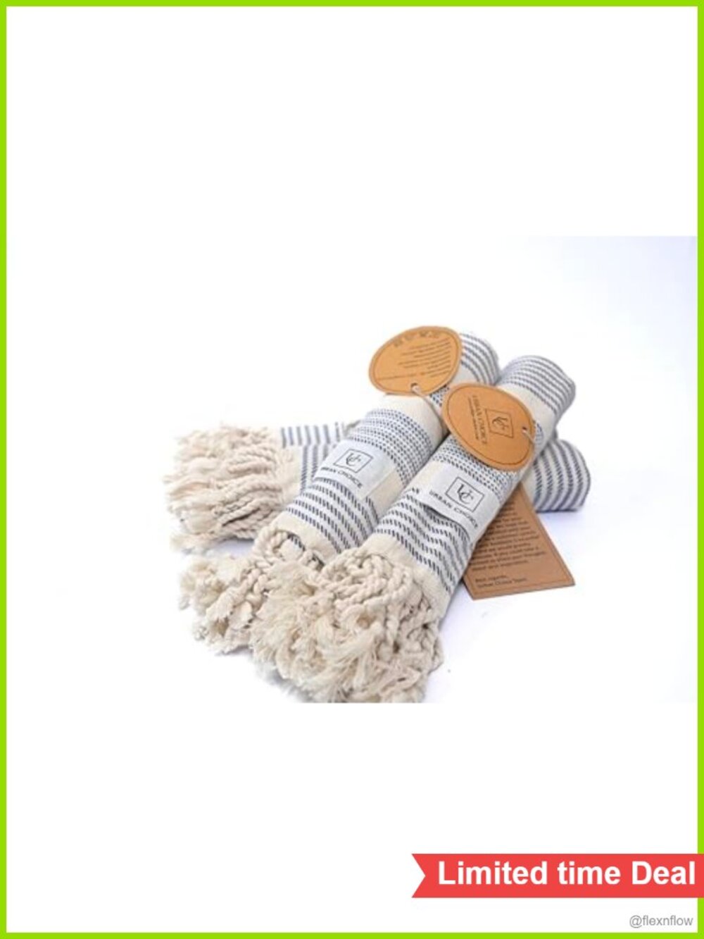 100% Cotton Turkish Hand Towels Set of 4 Prewashed 18x38 Hanging Loop